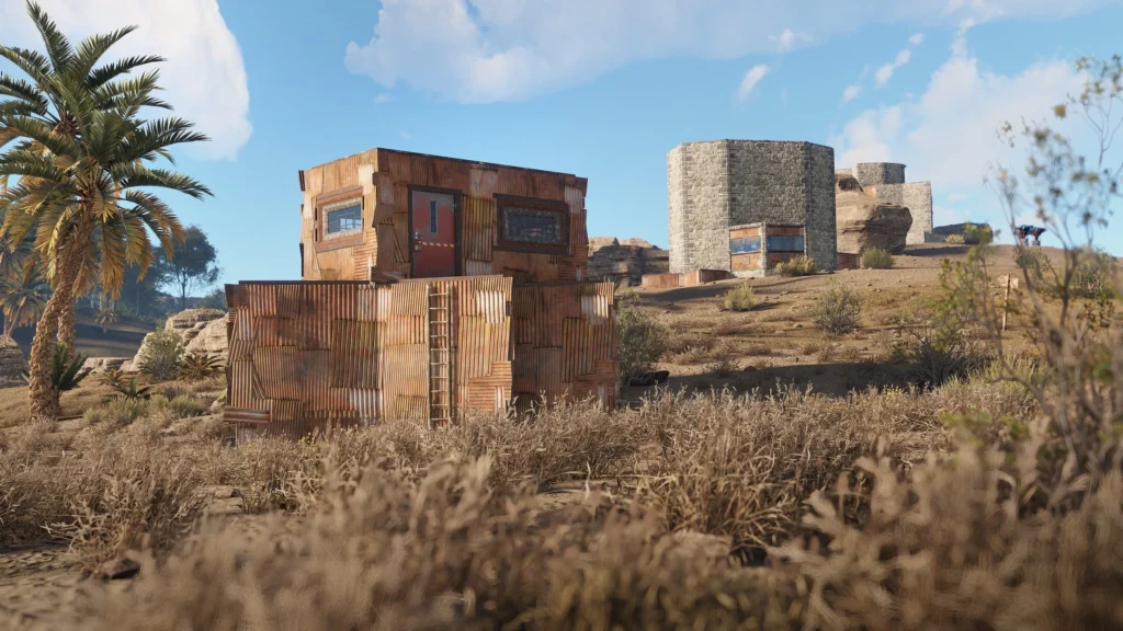 لقطة من Rust لعدة قواعد لاعبين في منطقة صحراوية
